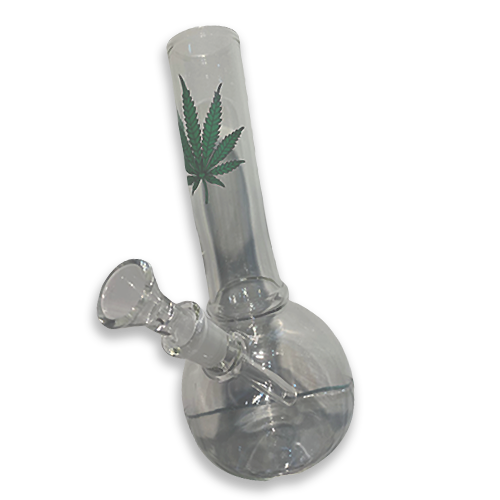 Canna Print Glass Waterpipe 8 Inch