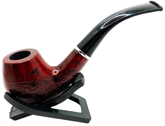 Smoking 6 Inch Black And Red Engraved Wooden pipe