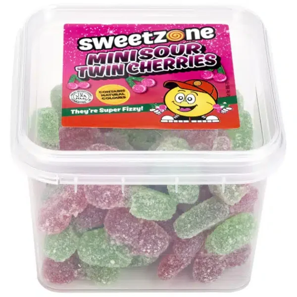 Sweetzone Mini Sour Twin Cherries 170g Jar Box