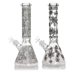 Phoenix 14 Inch Pyramid & Skull Printed Glow In The Dark Bong