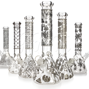 Phoenix 14 Inch Pyramid & Skull Printed Glow In The Dark Bong